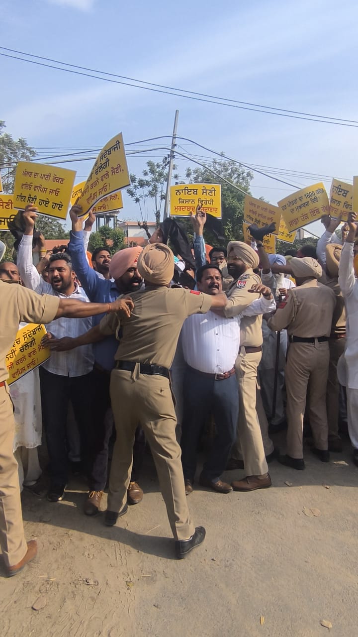 समाना में सैनी को दिखाए गए काले झंडे, आप ने 'गो बैक' के नारों के साथ किया ज़ोरदार प्रदर्शन